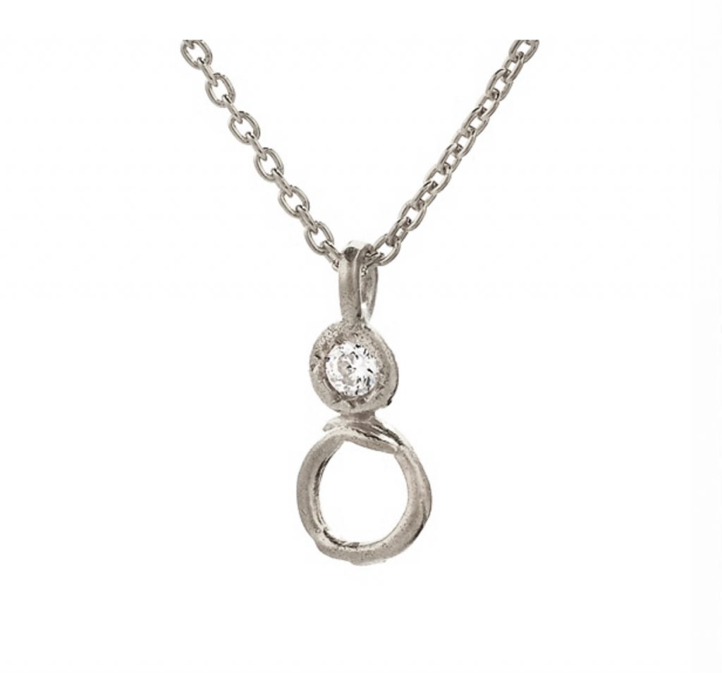 Hand Sculpted Jewel and Open Circle Pendant on a Chain Necklace Liza