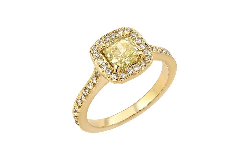 Custom 14K Yellow Gold Heirloom Diamond Ring for couples who are looking to schedule jewelry consultations with Liza Shtromberg