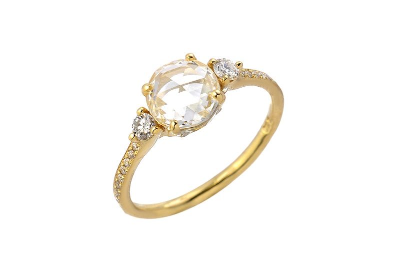 Custom 14K Gold Ring with Heirloom Diamonds made with custom jewelry design.